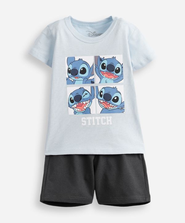 conjunto infantil manga curta stitch azul 1