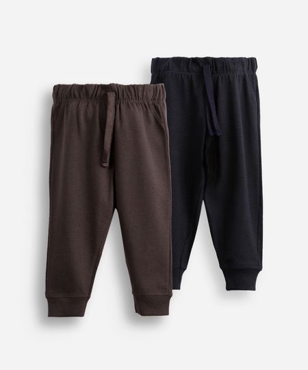 kit de 2 calça jogger infantis de algodão colorido 2