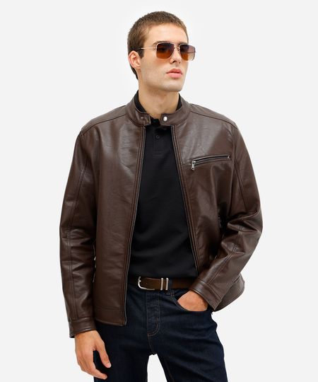 jaqueta masculina de poliuretano marrom G