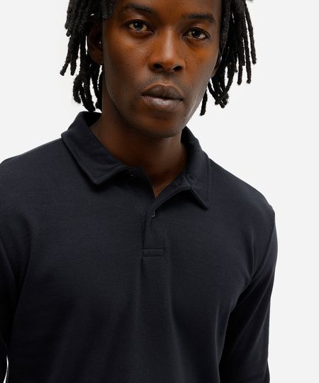 polo básica masculina manga longa preta GG polo básica masculina manga longa preta GG