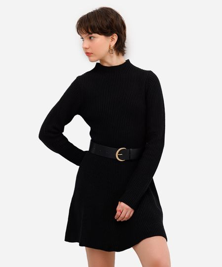 vestido curto feminino de tricot preto M