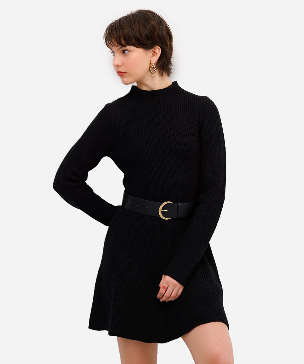 vestido curto feminino de tricot preto