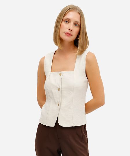 blusa feminina de viscose texturizada bege GG