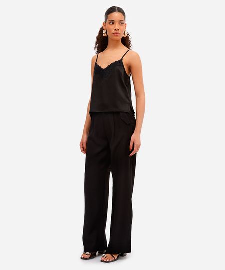 calça wide leg feminina de viscose preta 36
