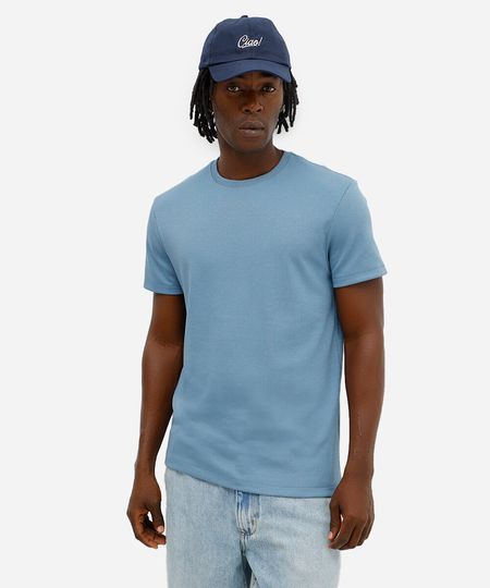 camiseta slim de algodão peruano bold azul M camiseta slim de algodão peruano bold azul M