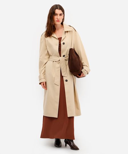 trench coat feminino oversized bege PP