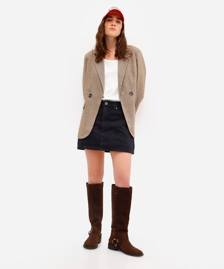 short saia feminino jeans cintura alta preto 38 short saia feminino jeans cintura alta preto 38