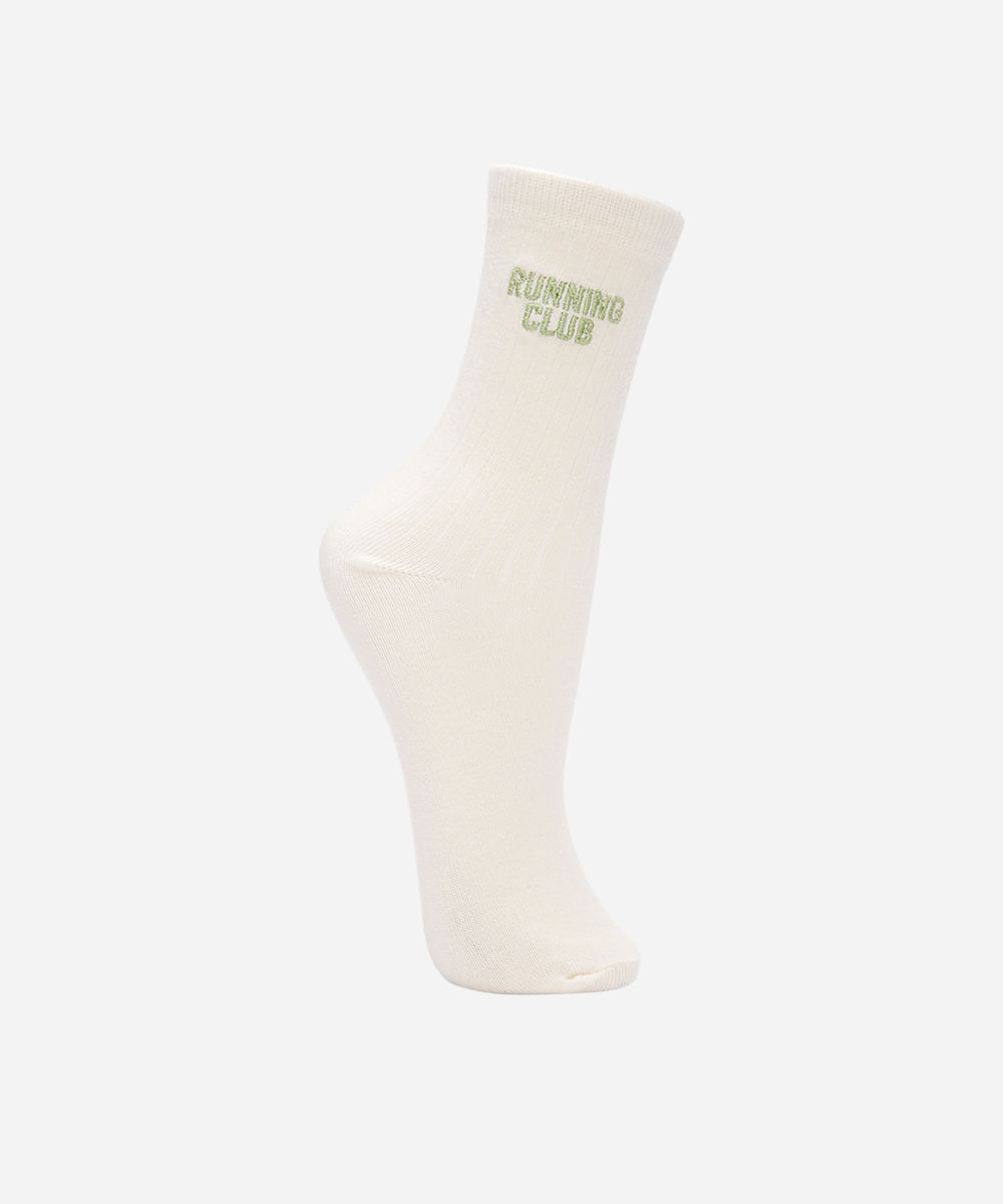 meia cano longo bordada running club off white meia cano longo bordada running club off white