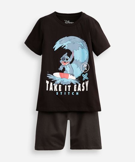 conjunto infantil de algodão stitch preto 4 conjunto infantil de algodão stitch preto 4