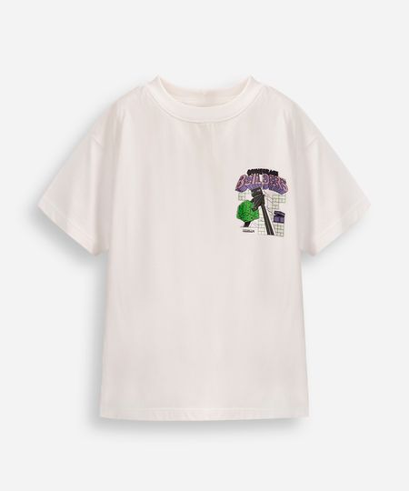 camiseta infantil de algodão minecraft off white 4 camiseta infantil de algodão minecraft off white 4