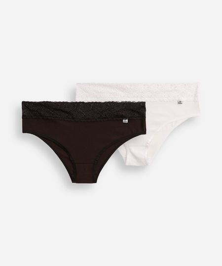 kit de calcinhas biquíni com renda plus size delrio colorido GG1