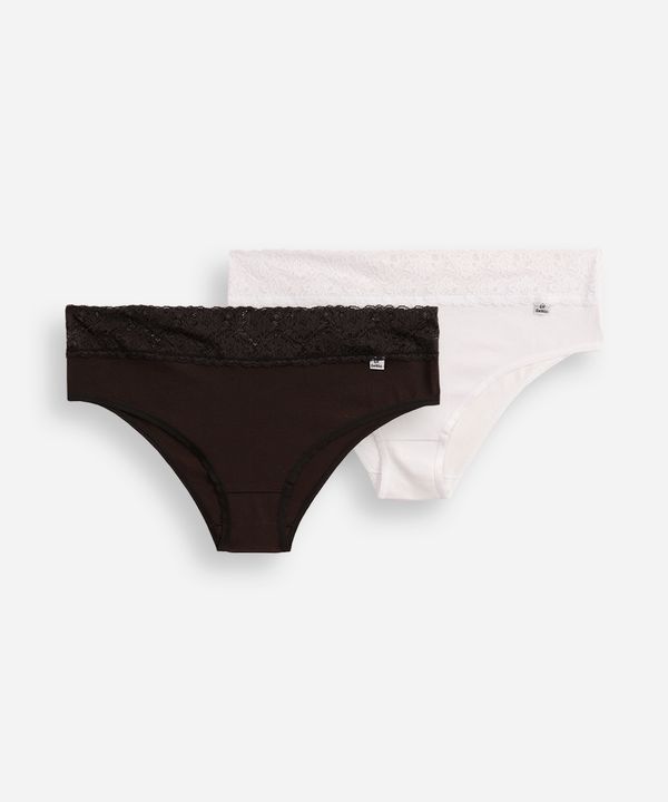 kit de calcinhas biquíni com renda plus size delrio colorido M