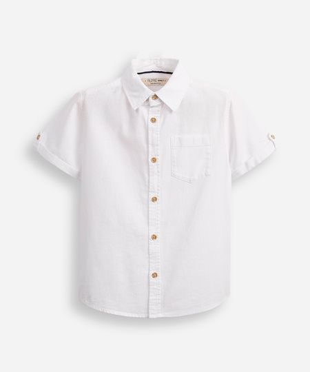 camisa infantil de algodão manga curta com bolso off white 10