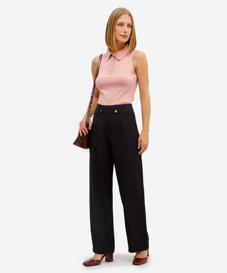 calça wide leg feminina de viscose preta 36