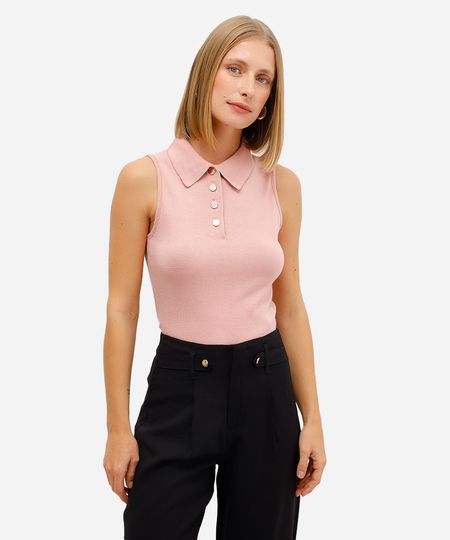 polo feminina de tricot rosa M