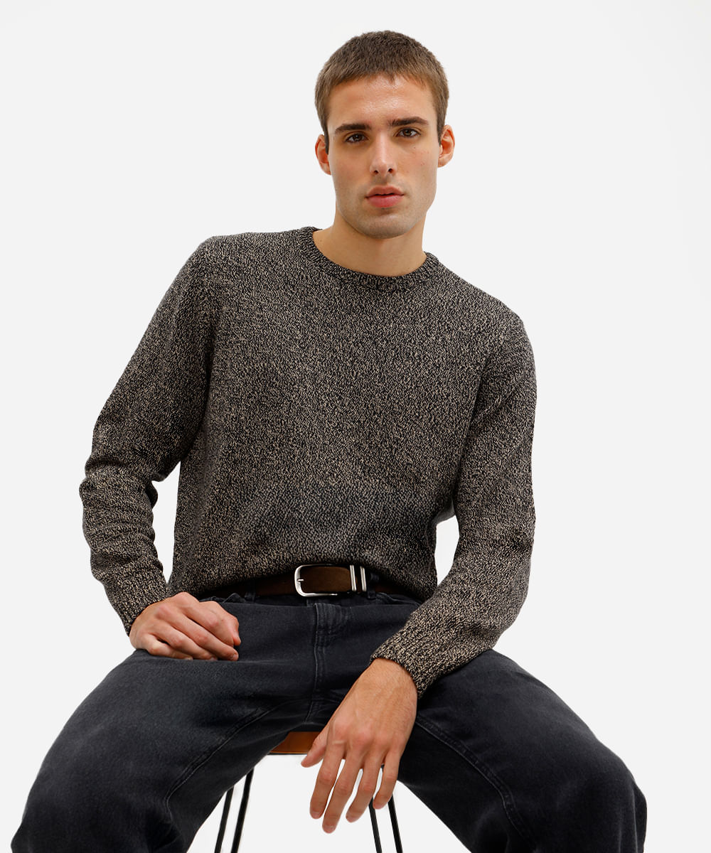suéter masculino de tricot preto