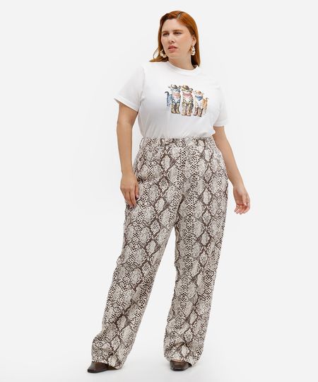 calça reta copenhagen feminina de sarja animal print mindset plus size colorida 56 calça reta copenhagen feminina de sarja animal print mindset plus size colorida 56