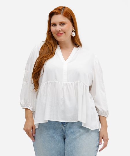 bata feminina de viscose bordado floral plus size off white GG1 bata feminina de viscose bordado floral plus size off white GG1