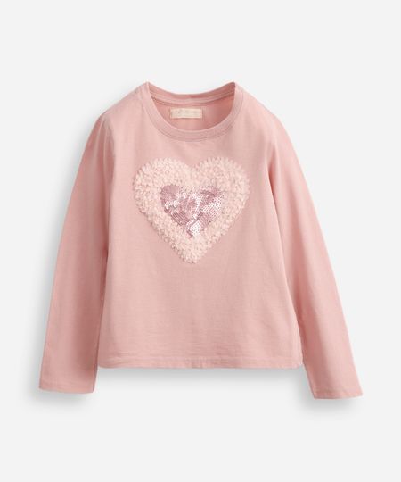 camiseta infantil de algodão com paetê rosa 12