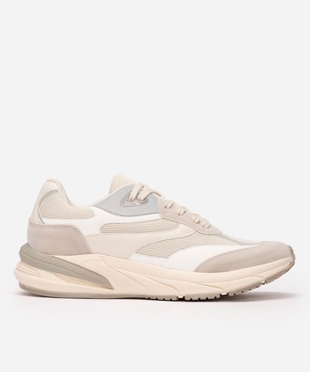 tênis chunky feminino  com detalhes refletivos - bege 34