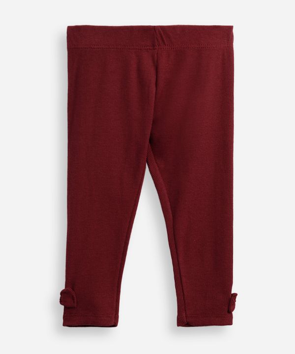 calça legging infantil de algodão com laços canelada vinho 5