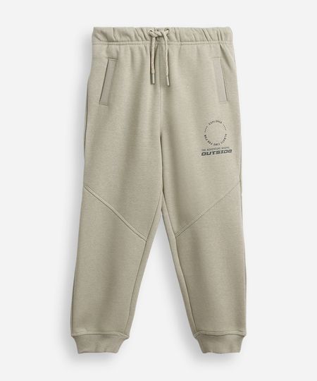 calça jogger infantil de moletom estampada verde 10
