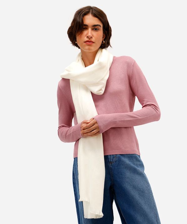cachecol básico feminino texturizado off white UNICO