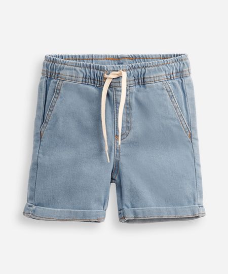 short infantil jeans cós elástico azul 1