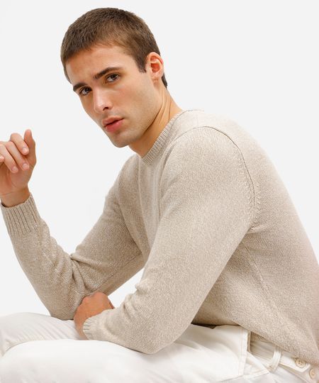 suéter masculino de tricot bege GG suéter masculino de tricot bege GG