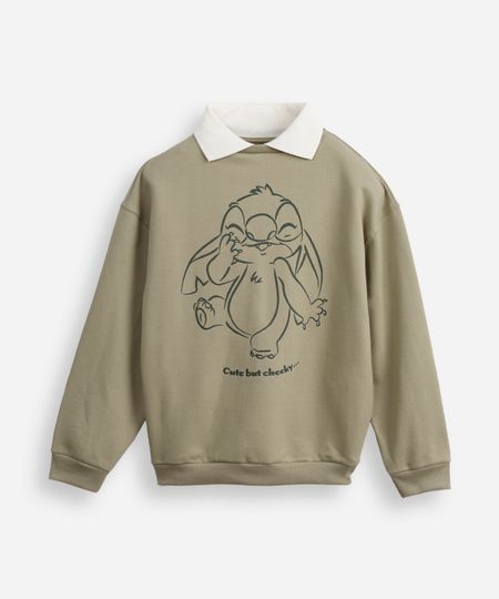 blusão juvenil de moletom com gola stitch verde 10