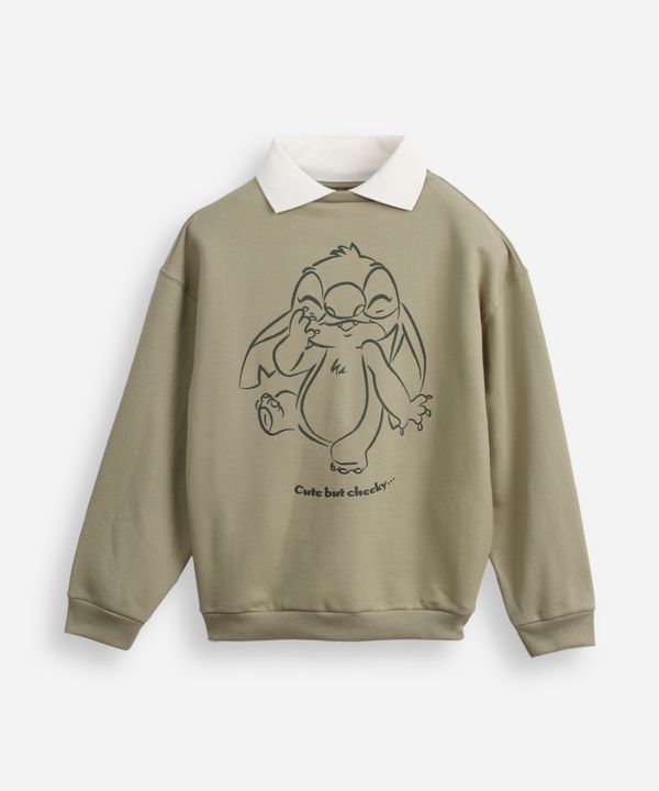 blusão juvenil de moletom com gola stitch verde 14