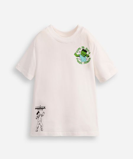 camiseta infantil de algodão minecraft off white 6 camiseta infantil de algodão minecraft off white 6