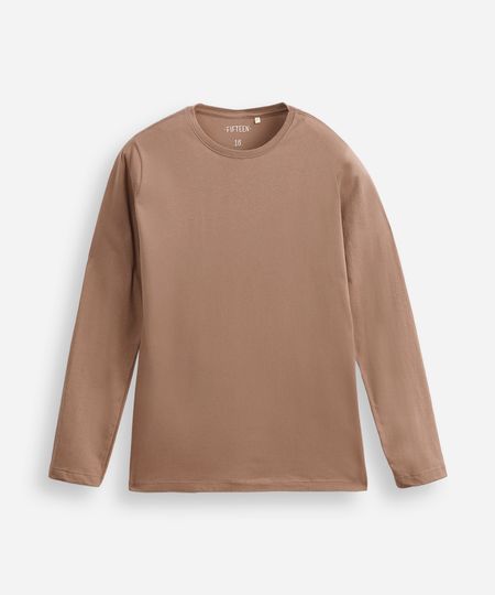 camiseta juvenil de algodão manga longa bege 12 camiseta juvenil de algodão manga longa bege 12