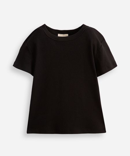 camiseta baby look juvenil de algodão canelada preta 14 camiseta baby look juvenil de algodão canelada preta 14