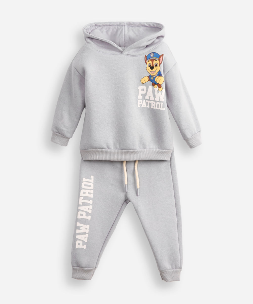 conjunto infantil de moletom felpado patrulha canina azul