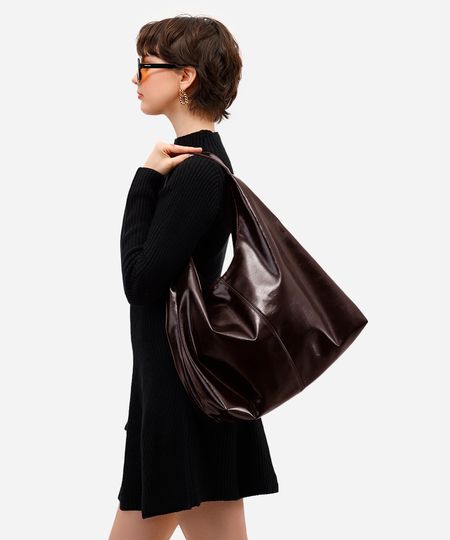 bolsa shopper com recorte marrom UNICO