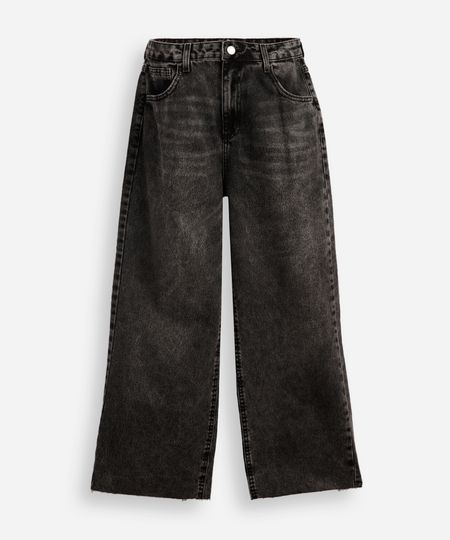 calça wide leg juvenil jeans preta 12