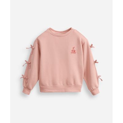 blusão infantil de moletom com laços rosa