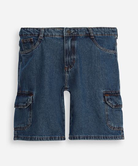 bermuda cargo infantil jeans cós com elástico azul 12 bermuda cargo infantil jeans cós com elástico azul 12