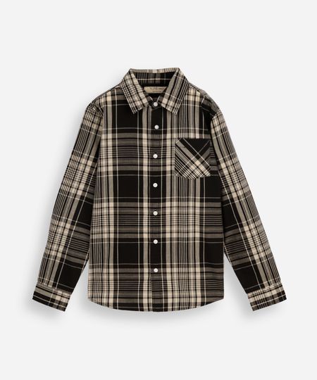 camisa de algodão infantil manga longa xadrez preta 4 camisa de algodão infantil manga longa xadrez preta 4