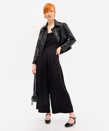 macacão feminino de viscose texturizado preto M