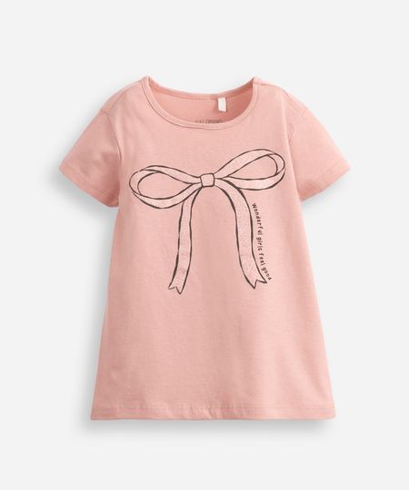 blusa infantil de algodão laço com glitter rosa 8