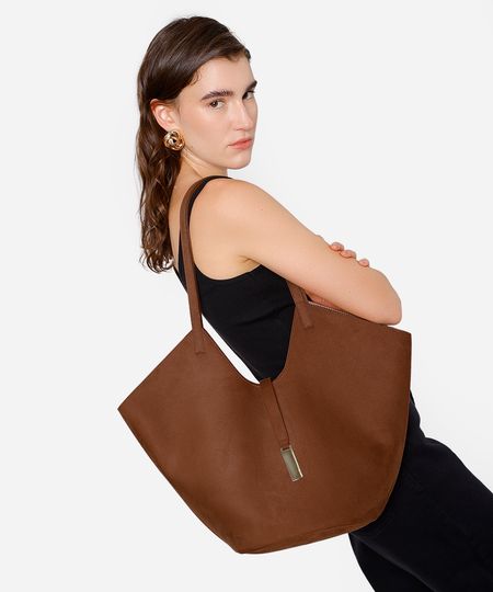 bolsa shopper de suede mindset marrom UNICO