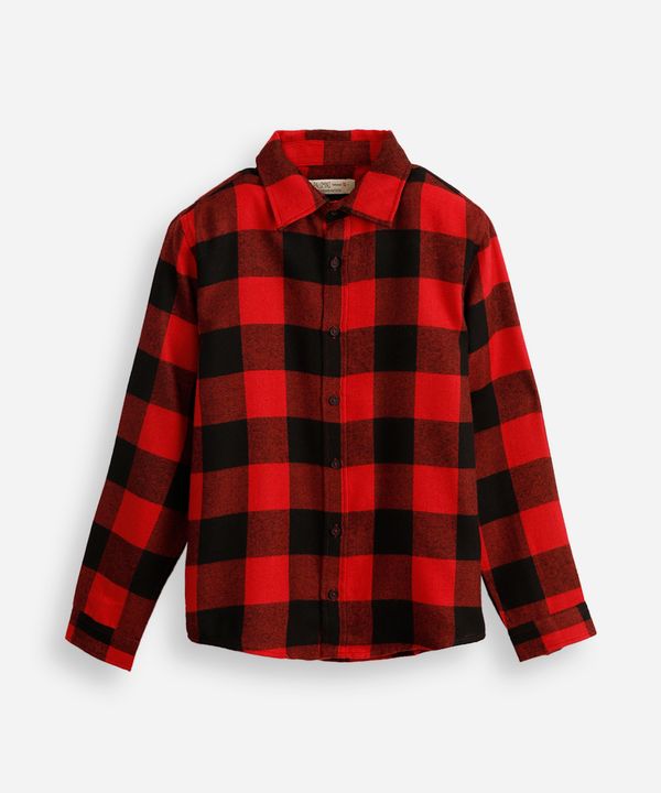camisa de algodão infantil manga longa xadrez vermelha 10