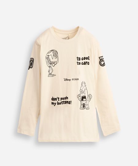 blusa de algodão infantil manga longa divertida mente bege 4 blusa de algodão infantil manga longa divertida mente bege 4