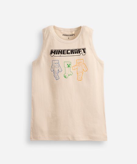 regata de algodão infantil minecraft bege 12 regata de algodão infantil minecraft bege 12