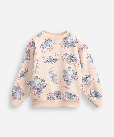 blusão de moletom infantil stitch bege 6