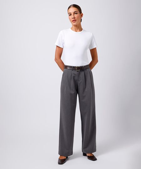 calça feminina de alfaiataria com pregas e cinto mindset cinza 36 calça feminina de alfaiataria com pregas e cinto mindset cinza 36