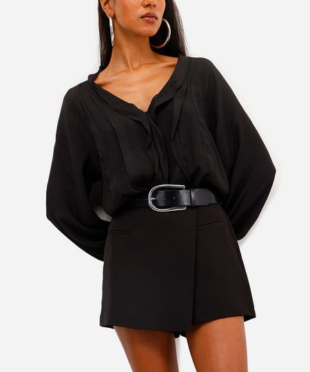short saia feminino de alfaiataria preto 38