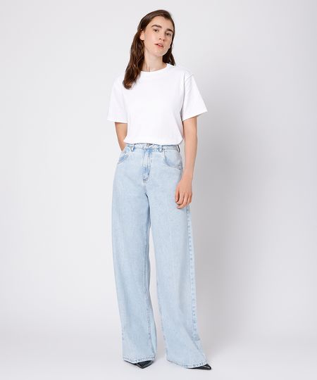 calça reta rio feminina jeans mindset azul 36